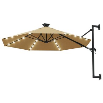 Wandparasol met LED&#039;s 300 cm taupe