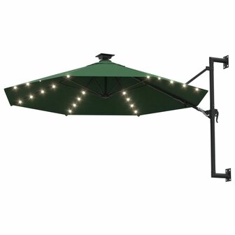 Wandparasol met LED&#039;s 300 cm groen