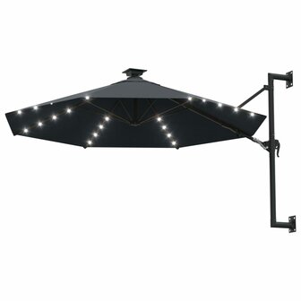 Wandparasol met LED&#039;s 300 cm antracietkleurig