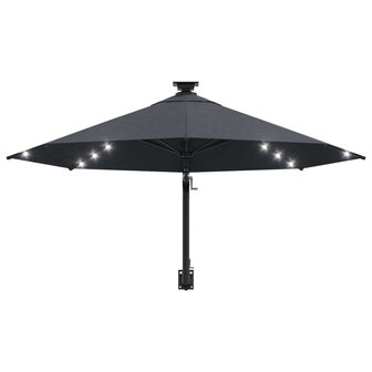 Wandparasol met LED&#039;s 300 cm antracietkleurig