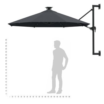 Wandparasol met LED&#039;s 300 cm antracietkleurig