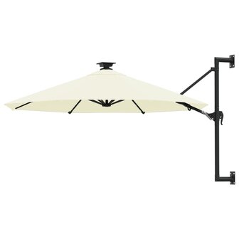 Wandparasol met LED&#039;s 300 cm zandkleurig
