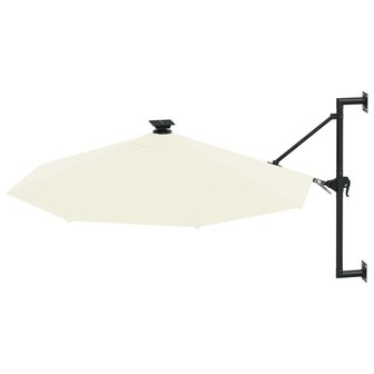 Wandparasol met LED&#039;s 300 cm zandkleurig