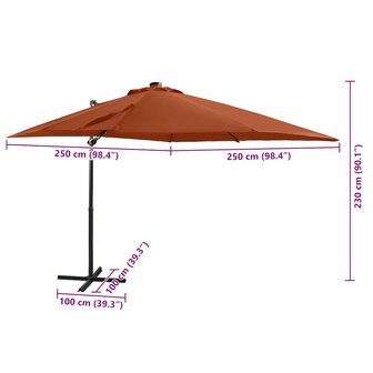 Zweefparasol met paal en LED-verlichting 250 cm terracottakleur