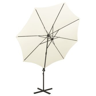 Zweefparasol met paal en LED-verlichting 300 cm zandkleurig