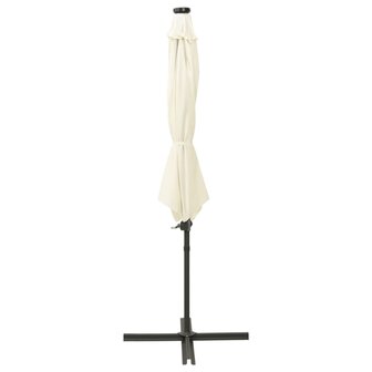 Zweefparasol met paal en LED-verlichting 300 cm zandkleurig