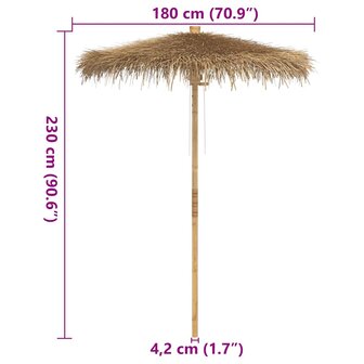 Tiki Paraplu met Bananenblad Luifel 180 cm Bamboe