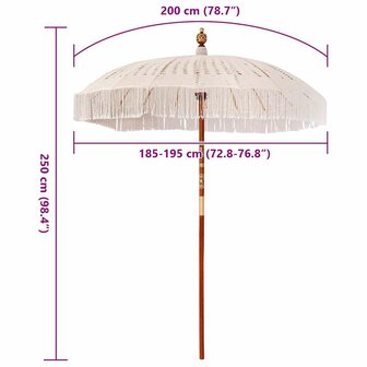 Parasol Cr&egrave;me (185-195) x 250 cm Katoen en massief hout