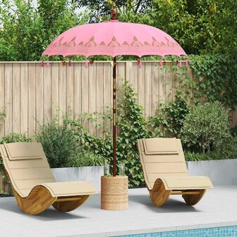 Balinese Parasol Roze (180-190) x 260 cm Katoen en massief hout