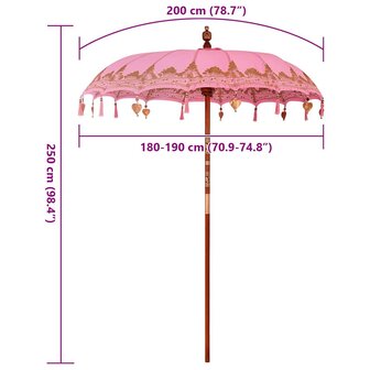 Balinese Parasol Roze (180-190) x 260 cm Katoen en massief hout