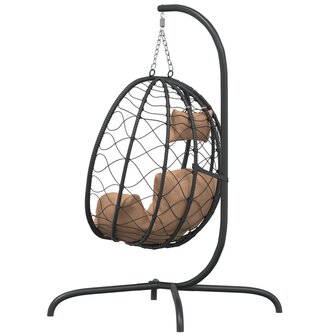 Hangstoel met kussen poly rattan en staal taupe