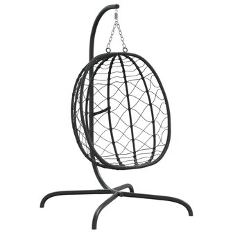 Hangstoel met kussen poly rattan en staal cr&egrave;mewit