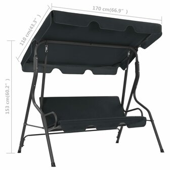 Schommelbank 170x110x153 cm antraciet