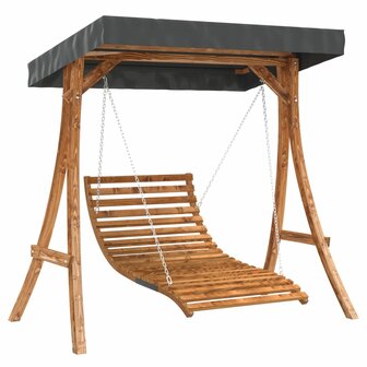 Schommelbed met luifel vurenhout met teak afwerking