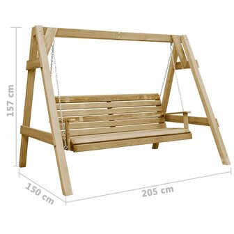 Schommelbank 205x150x157 cm ge&iuml;mpregneerd grenenhout