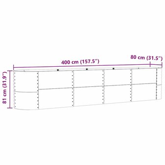 Verhoogde plantenbak Bruin 400 x 80 x 81 cm Staal