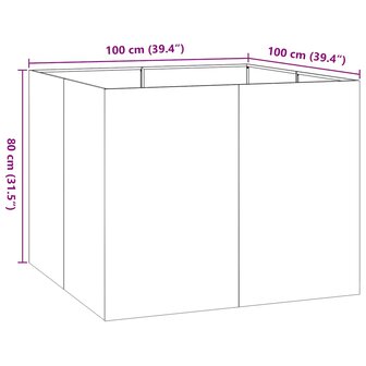Plantenbak 100x100x80 cm gegalvaniseerd staal