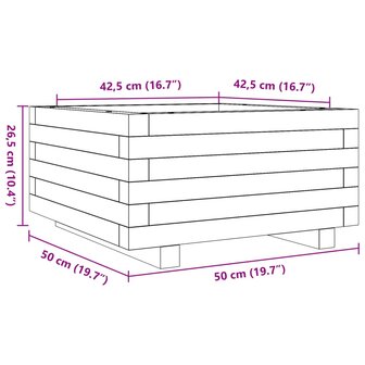 Plantenbak 50x50x26,5 cm ge&iuml;mpregneerd grenenhout
