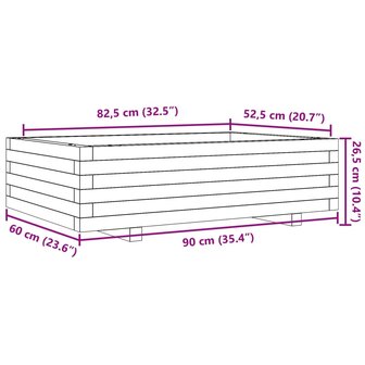 Plantenbak 90x60x26,5 cm ge&iuml;mpregneerd grenenhout