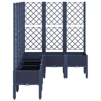 Plantenbak met latwerk 160x120x142 cm polypropeen blauwgrijs