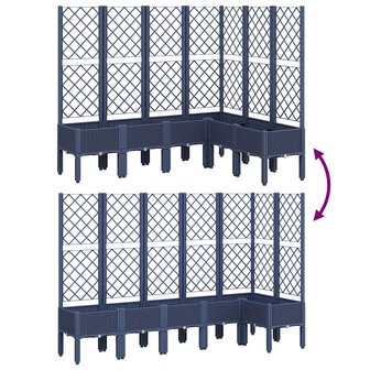 Plantenbak met latwerk 160x120x142 cm polypropeen blauwgrijs