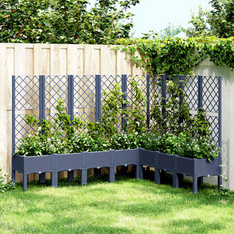Plantenbak met latwerk 200x160x142 cm polypropeen blauwgrijs