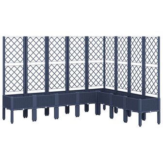 Plantenbak met latwerk 200x160x142 cm polypropeen blauwgrijs