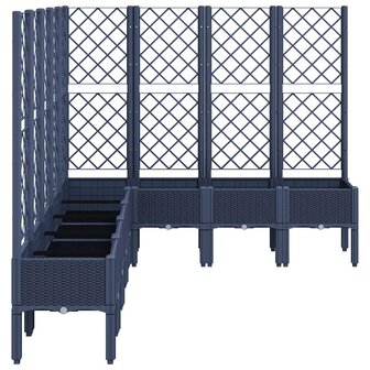 Plantenbak met latwerk 200x160x142 cm polypropeen blauwgrijs