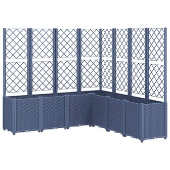 Plantenbak met latwerk 160x160x140 cm polypropeen blauwgrijs