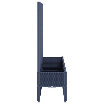 Plantenbak met latwerk 160x40x142 cm polypropeen blauwgrijs
