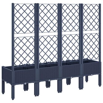 Plantenbak met latwerk 160x40x142 cm polypropeen blauwgrijs