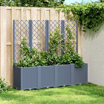 Plantenbak met latwerk 160x40x140 cm polypropeen blauwgrijs