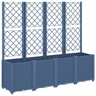 Plantenbak met latwerk 160x40x140 cm polypropeen blauwgrijs