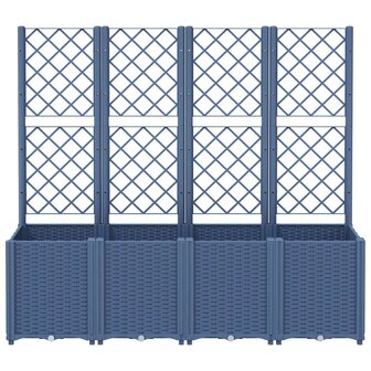 Plantenbak met latwerk 160x40x140 cm polypropeen blauwgrijs