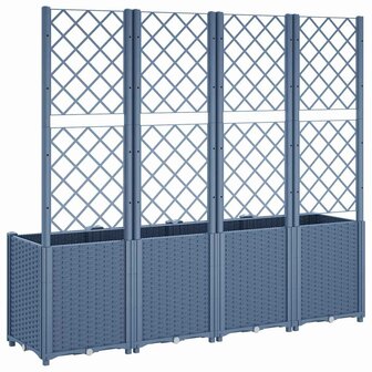 Plantenbak met latwerk 160x40x140 cm polypropeen blauwgrijs