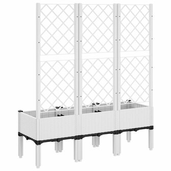 Plantenbak met latwerk 120x40x142 cm polypropeen wit