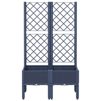 Plantenbak met latwerk 80x40x142 cm polypropeen blauwgrijs
