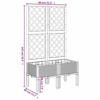 Plantenbak met latwerk 80x40x142 cm polypropeen blauwgrijs