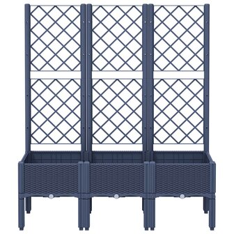 Plantenbak met latwerk 120x40x142 cm polypropeen blauwgrijs