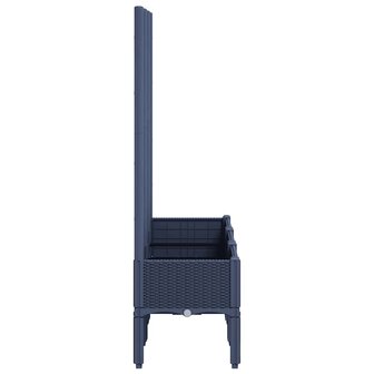 Plantenbak met latwerk 120x40x142 cm polypropeen blauwgrijs