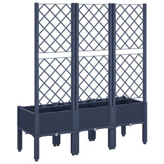 Plantenbak met latwerk 120x40x142 cm polypropeen blauwgrijs