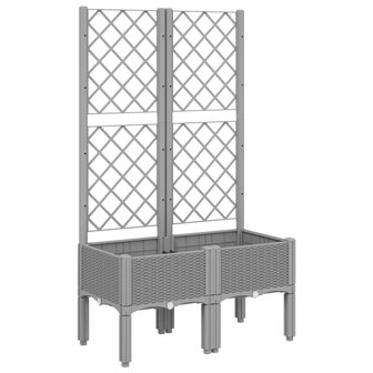 Plantenbak met latwerk 80x40x142 cm polypropeen lichtgrijs