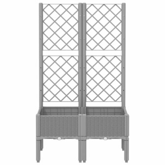 Plantenbak met latwerk 80x40x142 cm polypropeen lichtgrijs