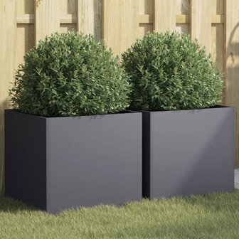 Plantenbakken 2 st 42x40x39 cm staal antracietkleurig