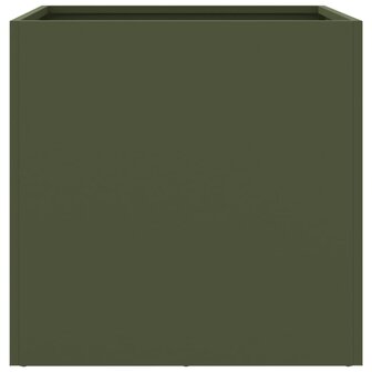 Plantenbakken 2 st 42x40x39 cm staal olijfgroen