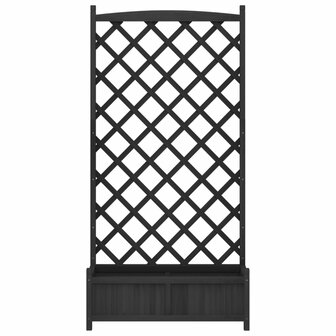 Plantenbak met latwerk massief vurenhout zwart