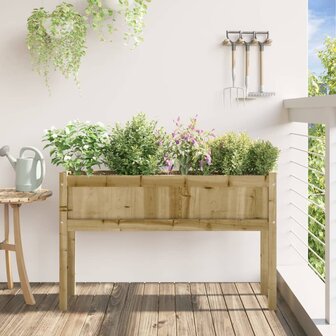 Plantenbak met poten 110x31x70 cm ge&iuml;mpregneerd grenenhout
