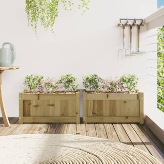 Plantenbakken 2 st cm ge&iuml;mpregneerd hout