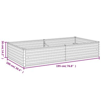 Plantenbak verhoogd 195x100x36 cm cortenstaal