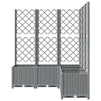 Plantenbak met latwerk 120x120x136 cm polypropeen lichtgrijs